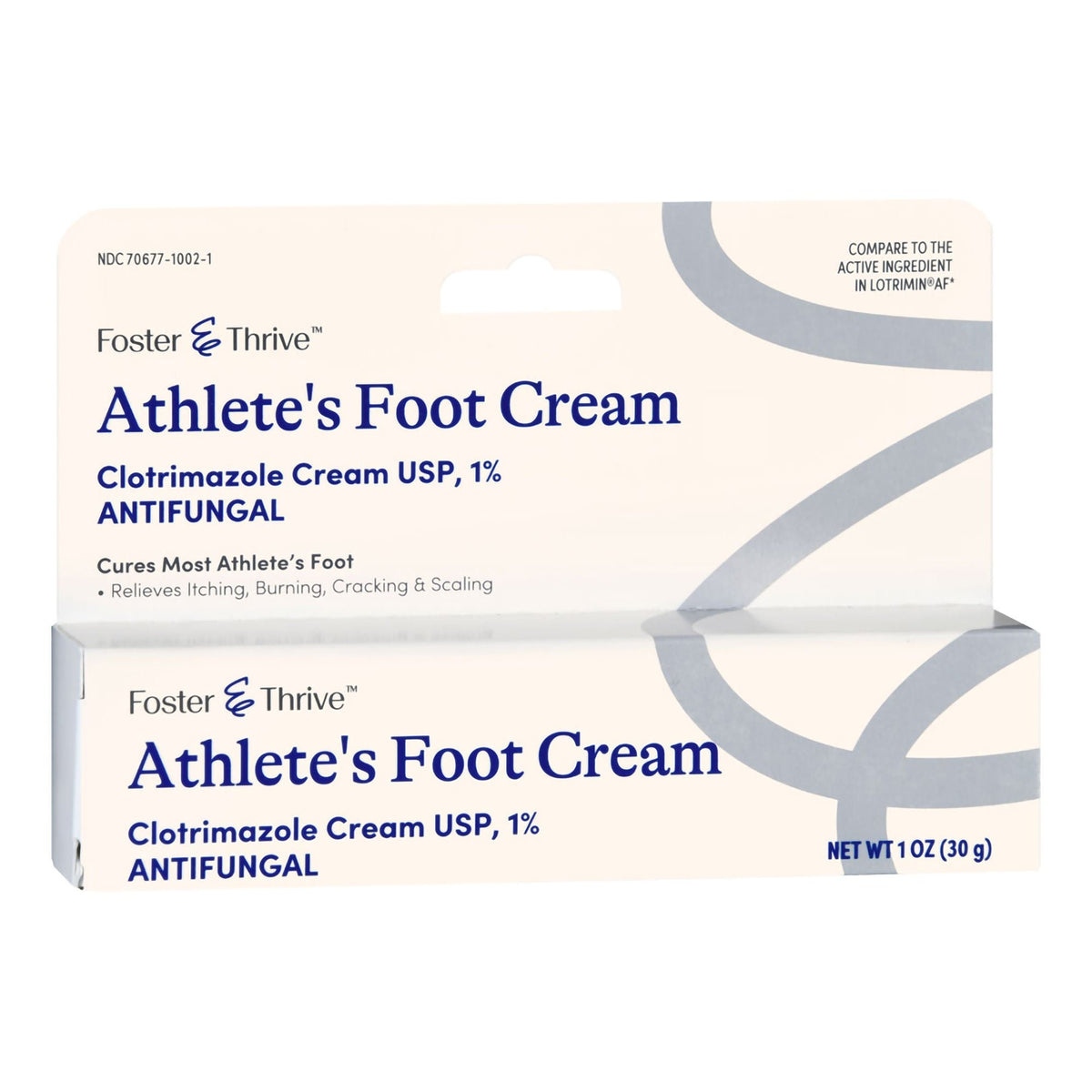 Foster & Thrive Athlete's Foot Cream, 1% Clotrimazole, 1 oz Tube - 70677100201 - LL Medico
