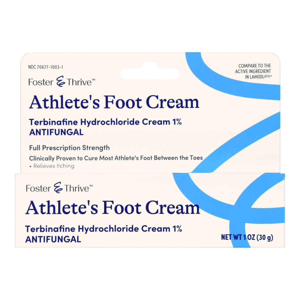 Foster & Thrive Terbinafine HCl Antifungal Cream, 1% Strength, 1 oz Tube - 70677100301 - LL Medico