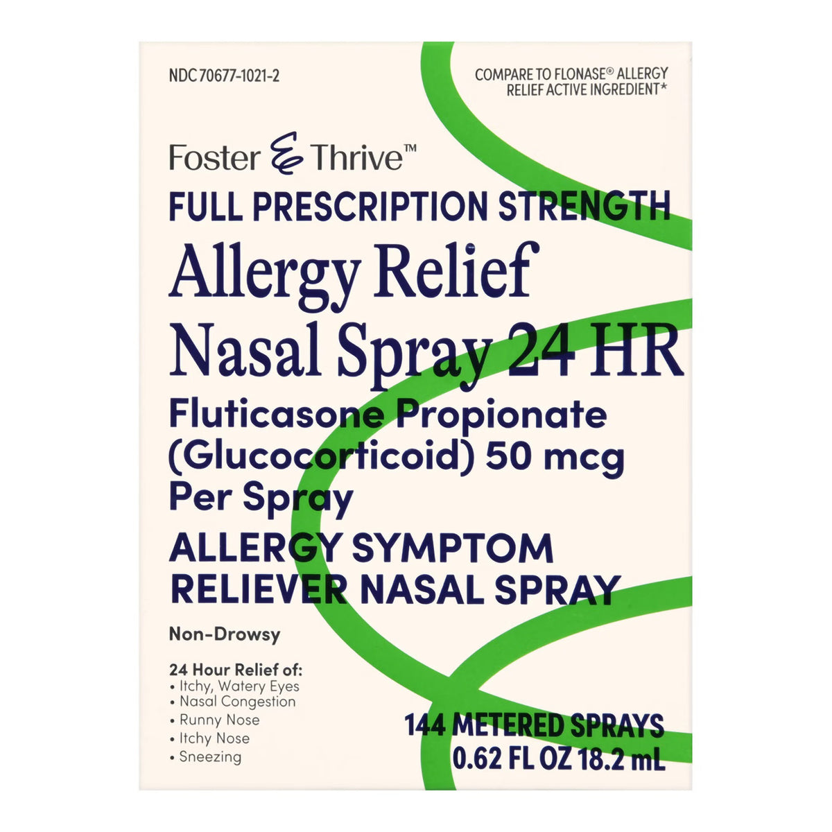 Foster & Thrive Allergy Relief Nasal Spray, Fluticasone Propionate 50 mcg, 24 Hour - 70677102102 - LL Medico