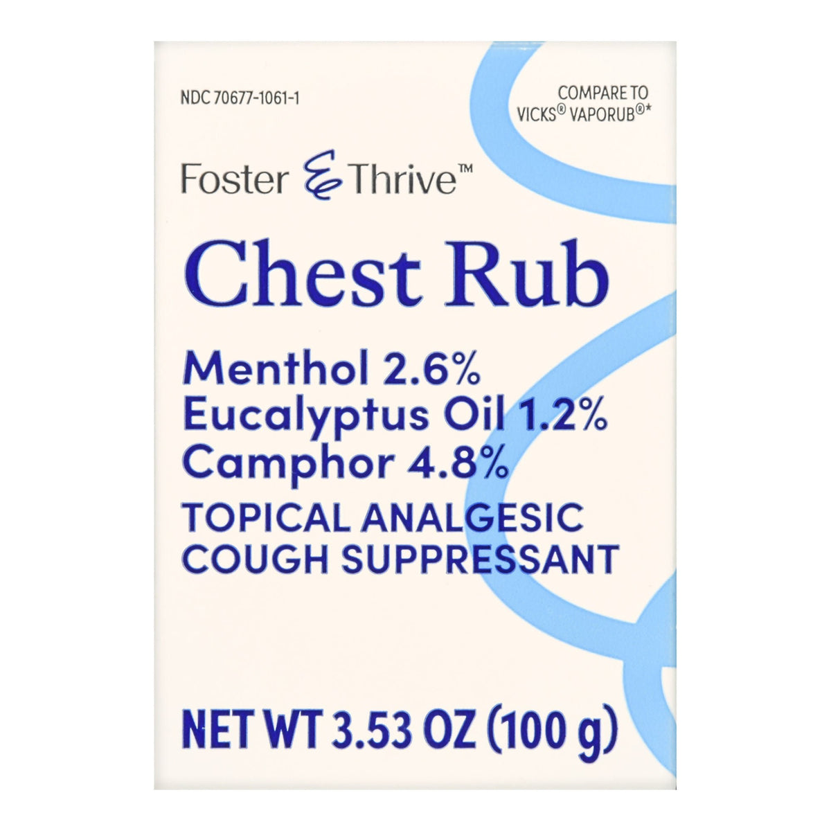 Foster & Thrive Chest Rub Ointment, 4.8% Camphor 2.6% Menthol 1.2% Eucalyptus Oil, 3.5 oz - 70677106101 - LL Medico