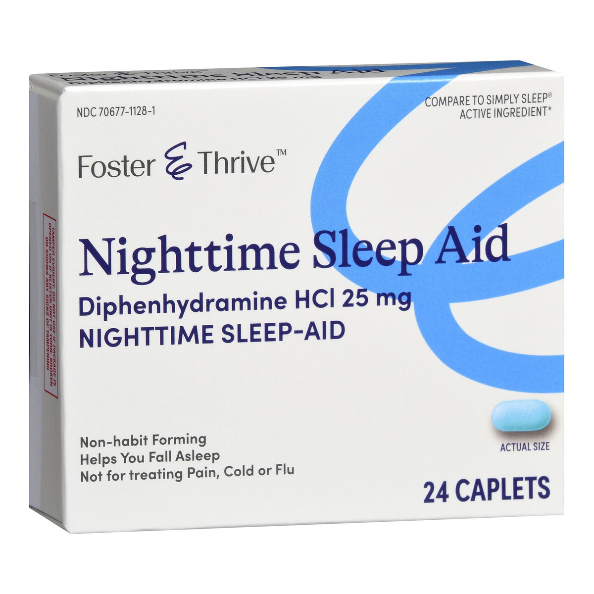 Foster & Thrive Nighttime Sleep-Aid Diphenhydramine HCl 25 mg Caplets - 70677112801 - LL Medico