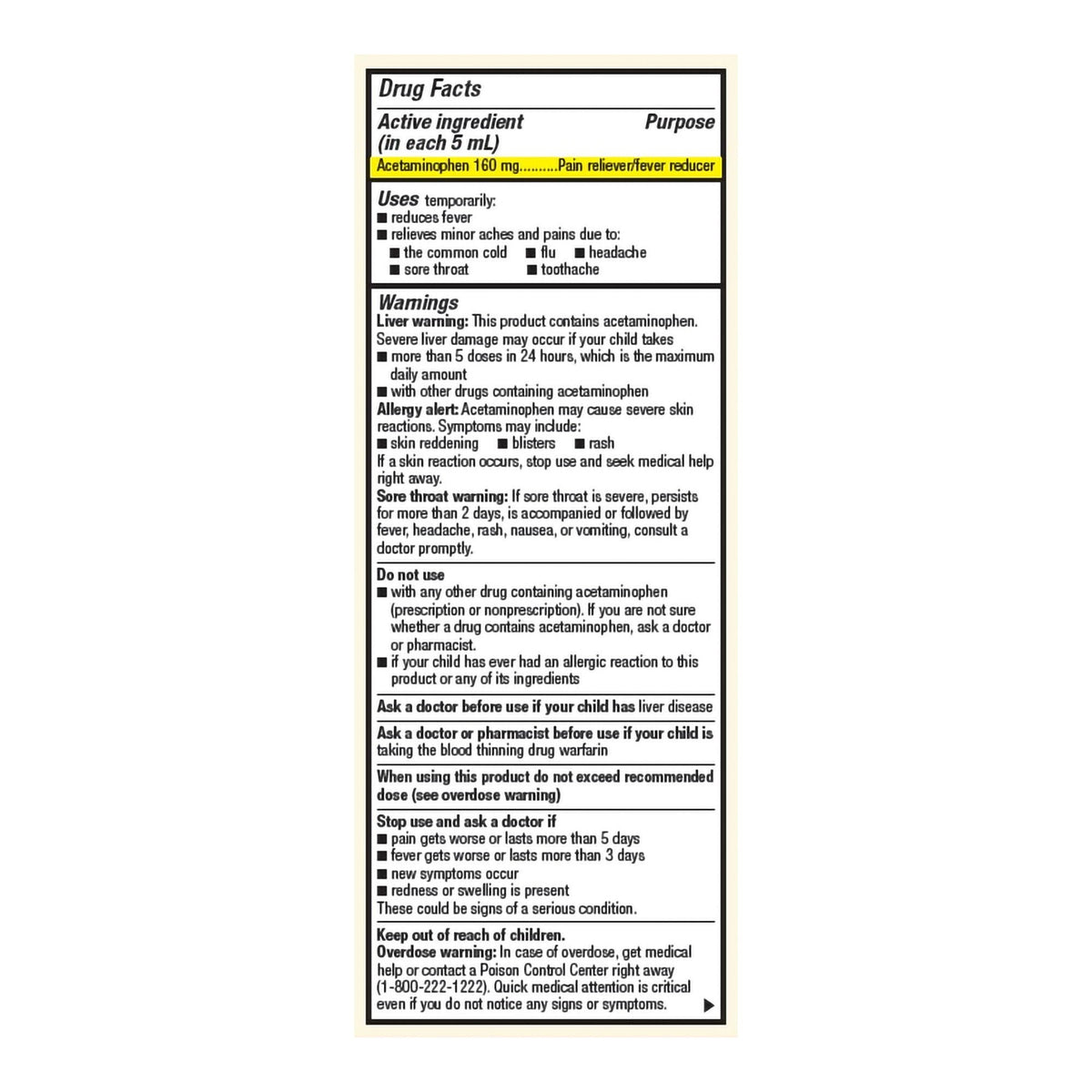 Foster & Thrive Children's Acetaminophen Pain Relief, 160 mg / 5 mL, Grape Flavor, Oral Suspension, 4 oz - 70677114301 - LL Medico