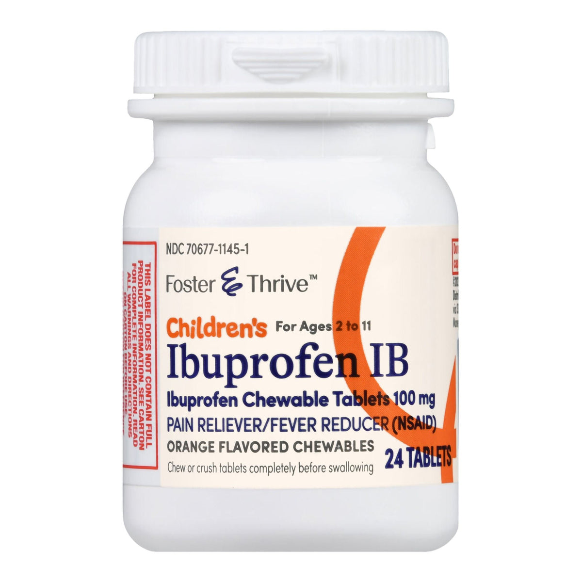 Foster & Thrive Children's Ibuprofen IB Chewable Tablets, 100 mg, Orange - 70677114501 - LL Medico