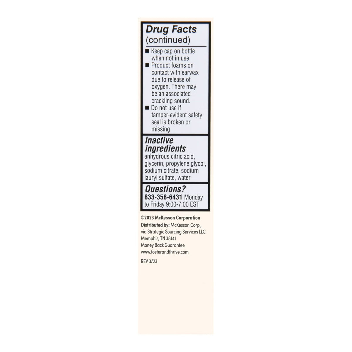 Foster & Thrive Earwax Removal Drops, Carbamide Peroxide 6.5%, Otic Drops, 0.5 oz - 70677115401 - LL Medico