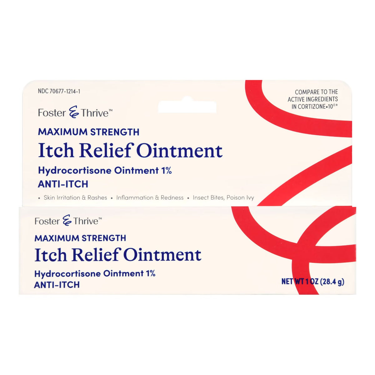 Foster & Thrive Hydrocortisone Itch Relief Ointment, 1%, 1 oz Tube - 70677121401 - LL Medico