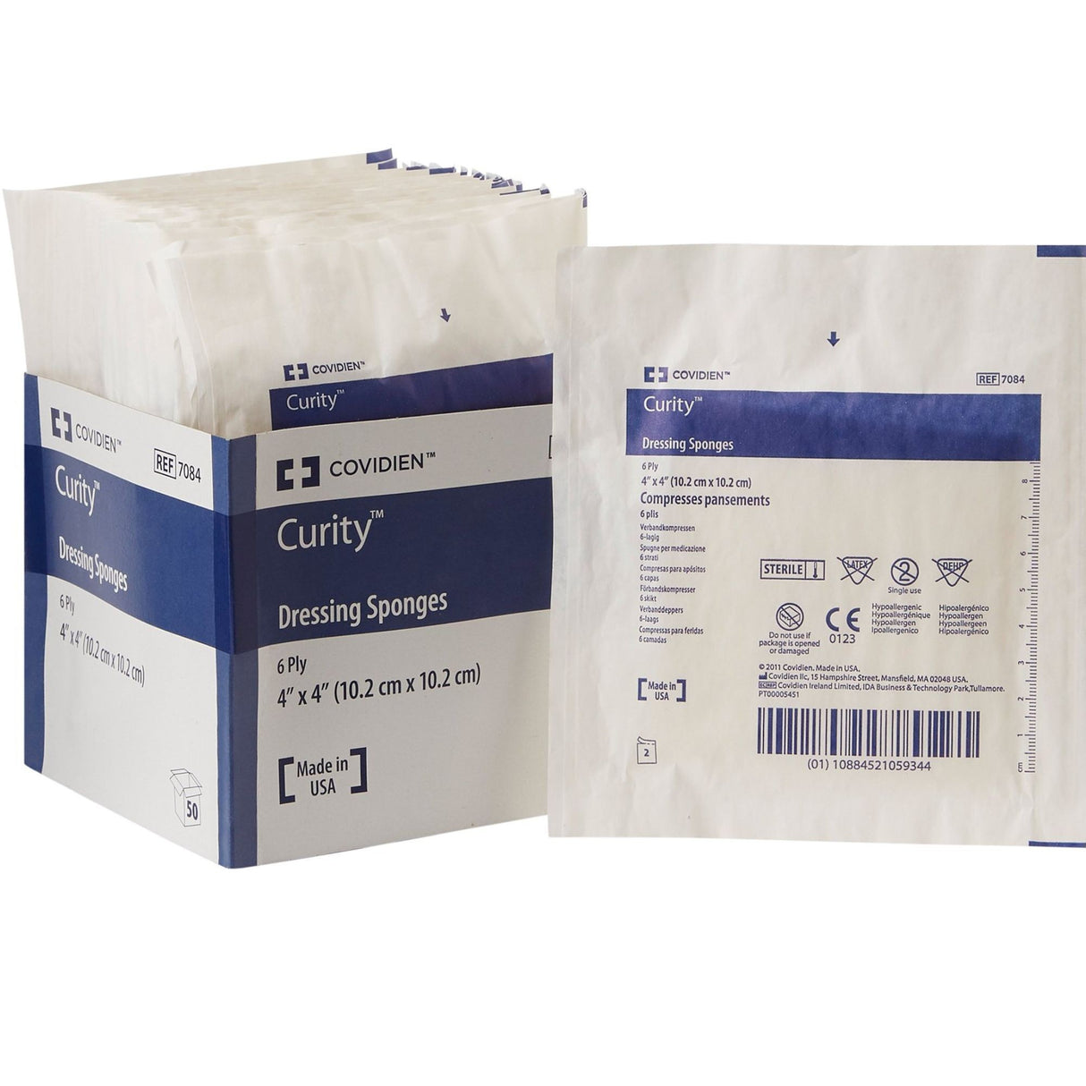 Cardinal Health Curity Sterile Nonwoven Sponge, 4 x 4 Inch, 6-Ply