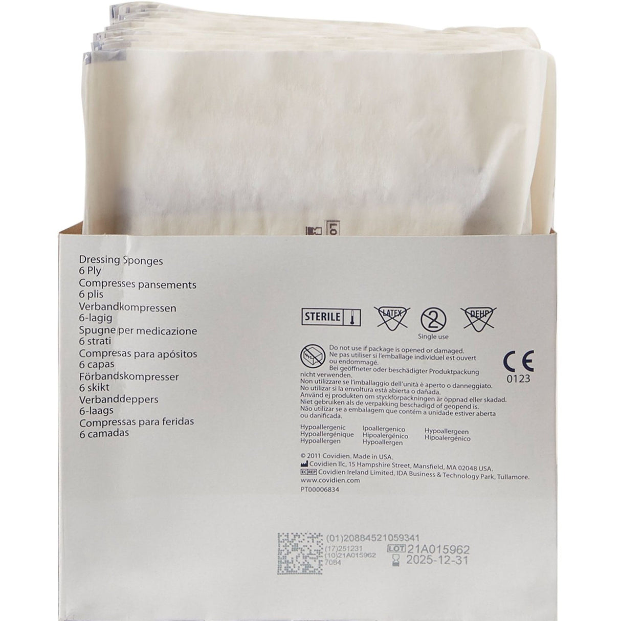 Cardinal Health Curity Sterile Nonwoven Sponge, 4 x 4 Inch, 6-Ply