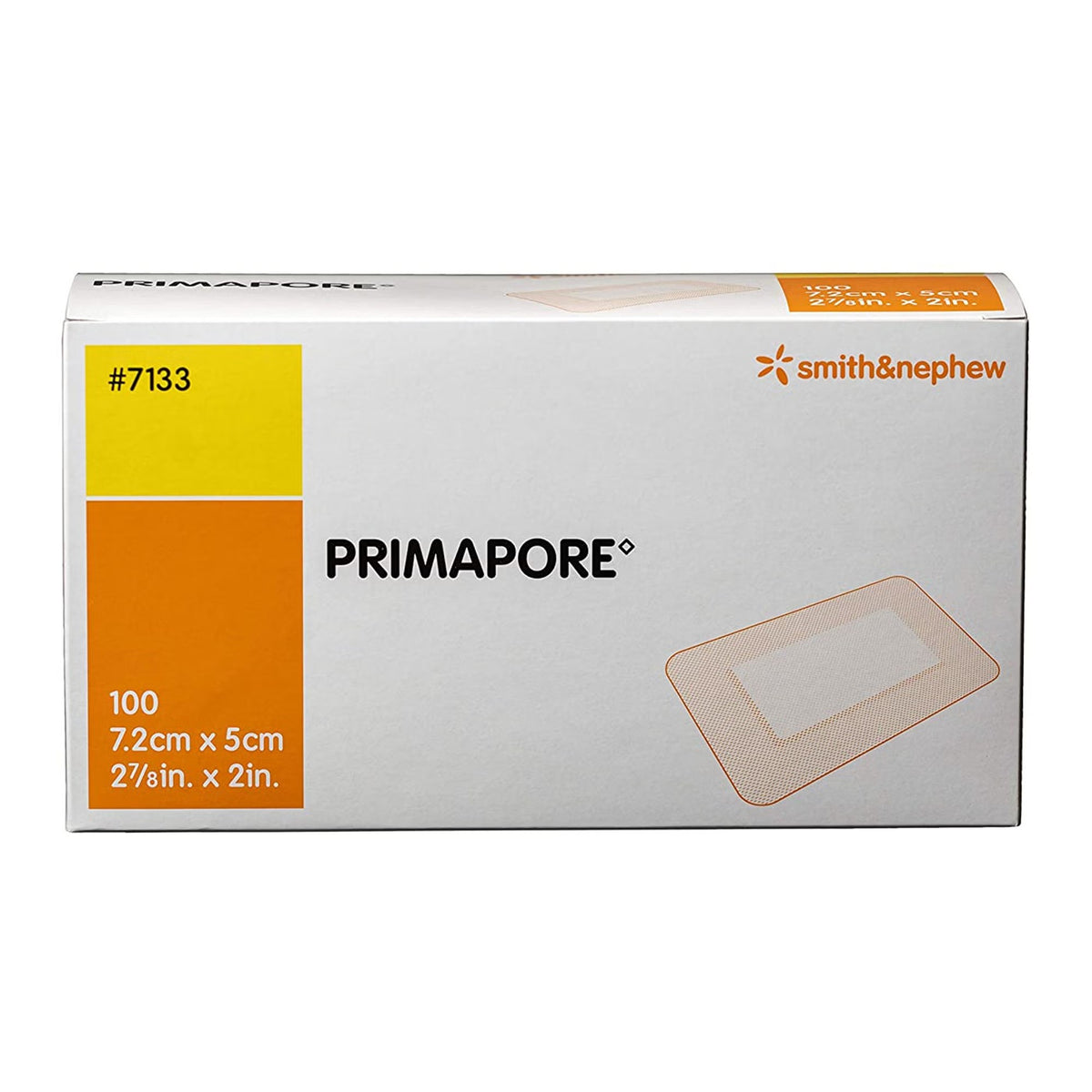 Primapore Adhesive Island Dressing, White, 2" x 3", Polyester Nonwoven, Sterile - 7133-Single - LL Medico