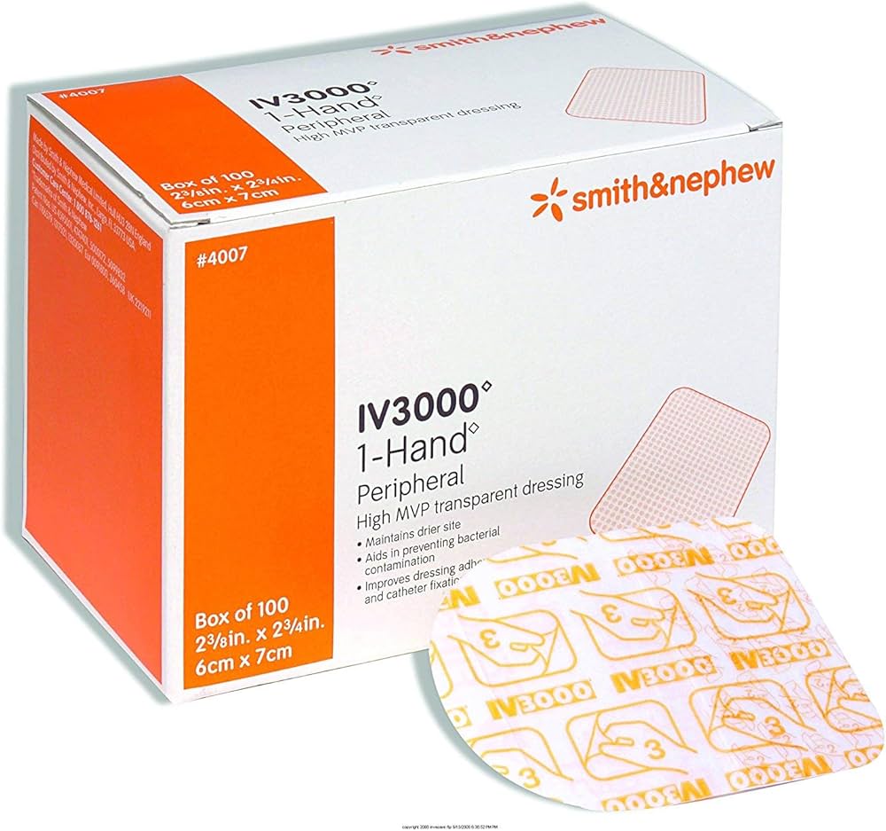 IV3000 1-Hand Delivery Moisture Responsive Catheter Dressing, 3½ x 4¾ Inch