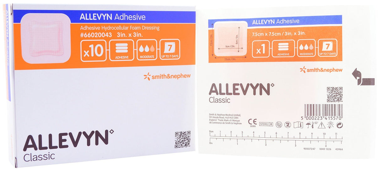 Allevyn Adhesive with Border Foam Dressing, 3 x 3 Inch