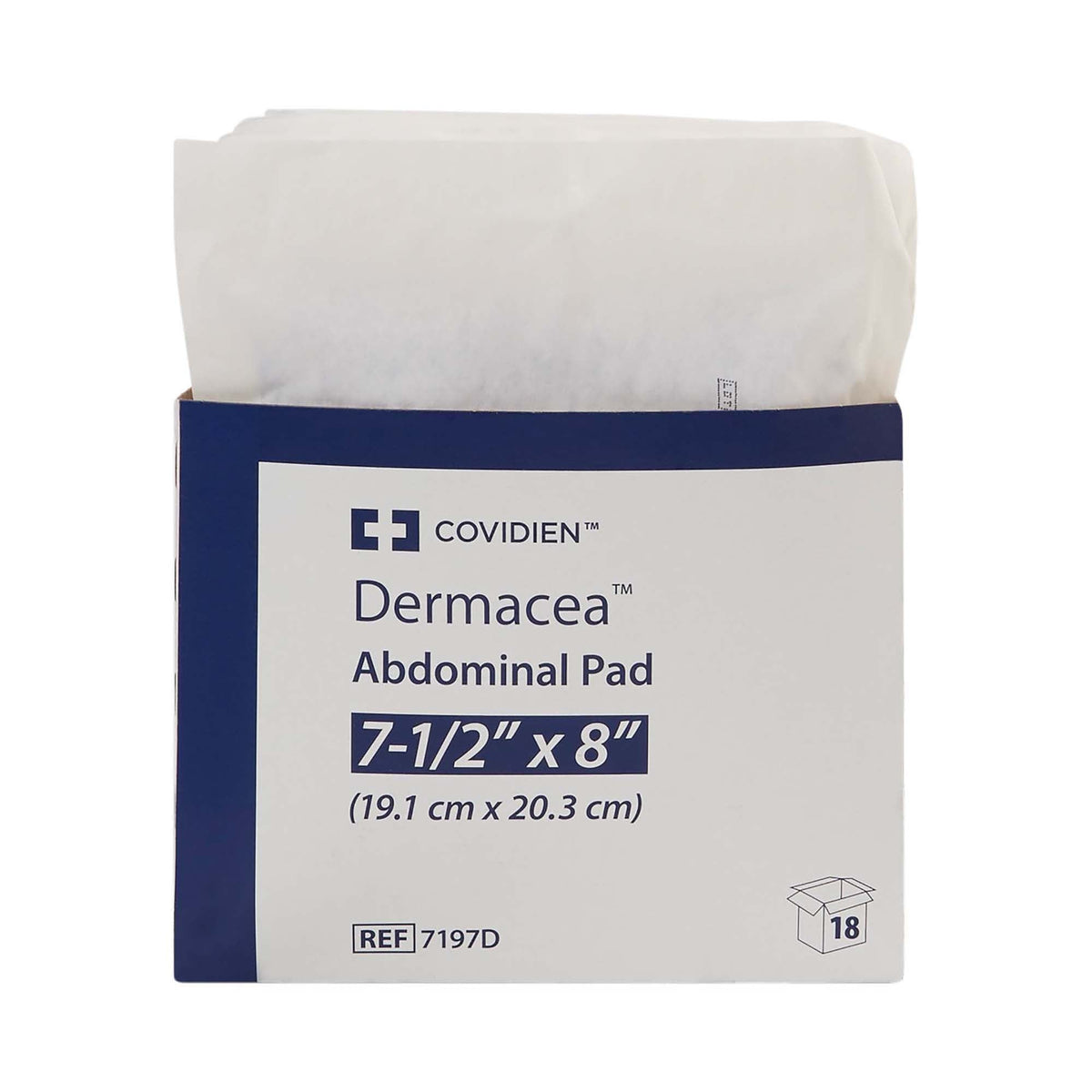 Dermacea Abdominal Pad, Sterile, 7.5" x 8", White, Nonwoven Fluff - 7197D - LL Medico