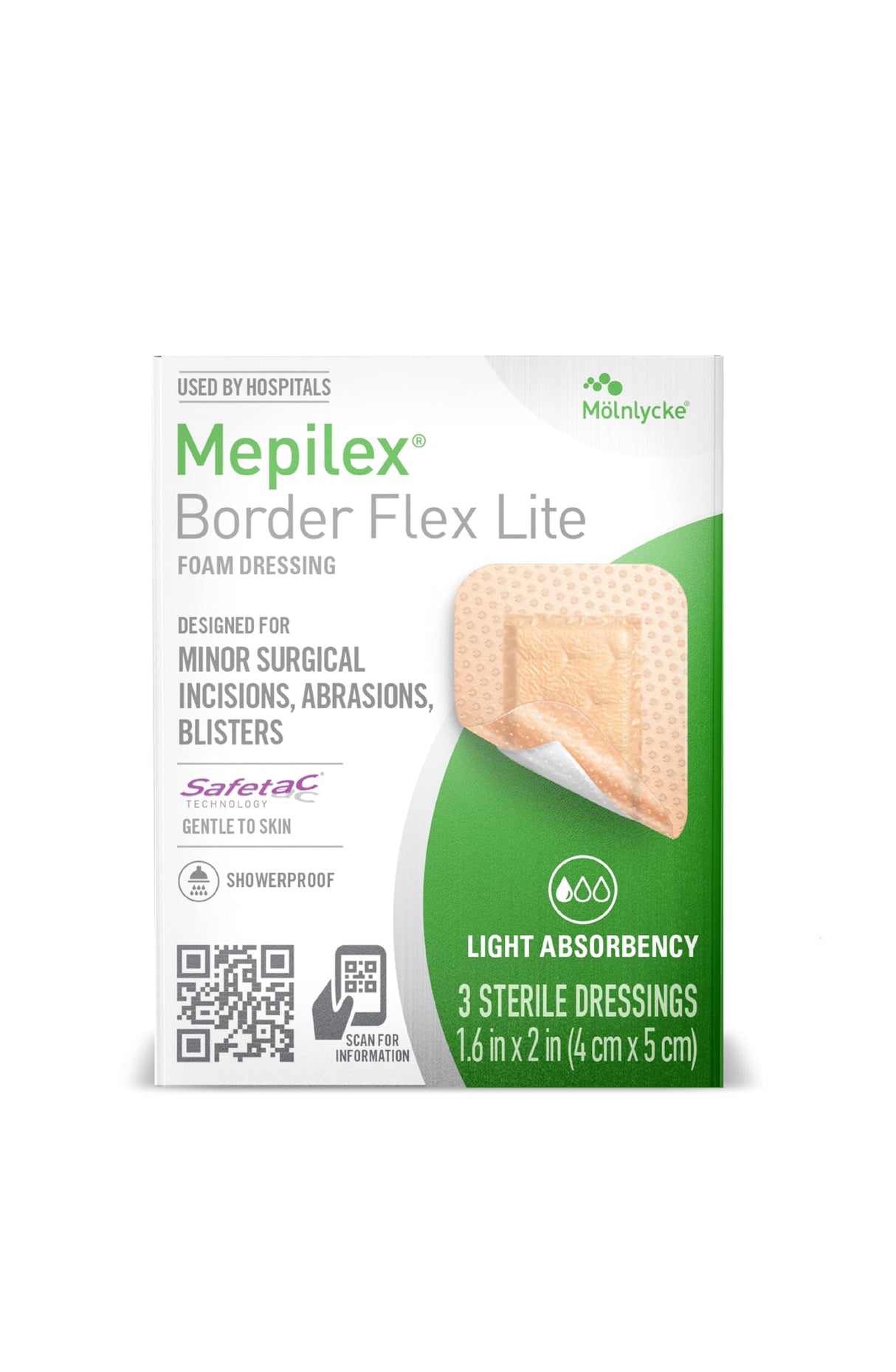 Mepilex Border Flex Lite Silicone Foam Dressing, 4 x 5 Centimeter