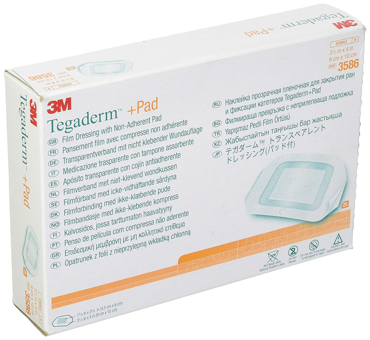 3M Tegaderm +Pad Film Dressing with nonadherent Pad, 6 x 6 Inch