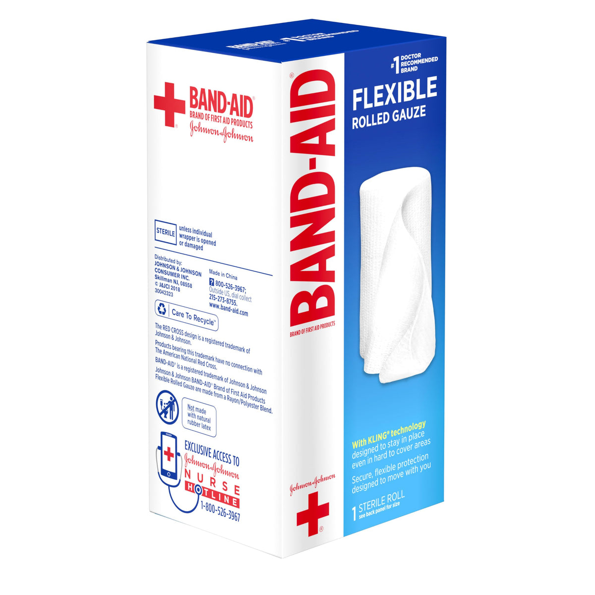Band-Aid Small Rolled Gauze, Kling Design, Sterile, 2" x 2.5 Yard
