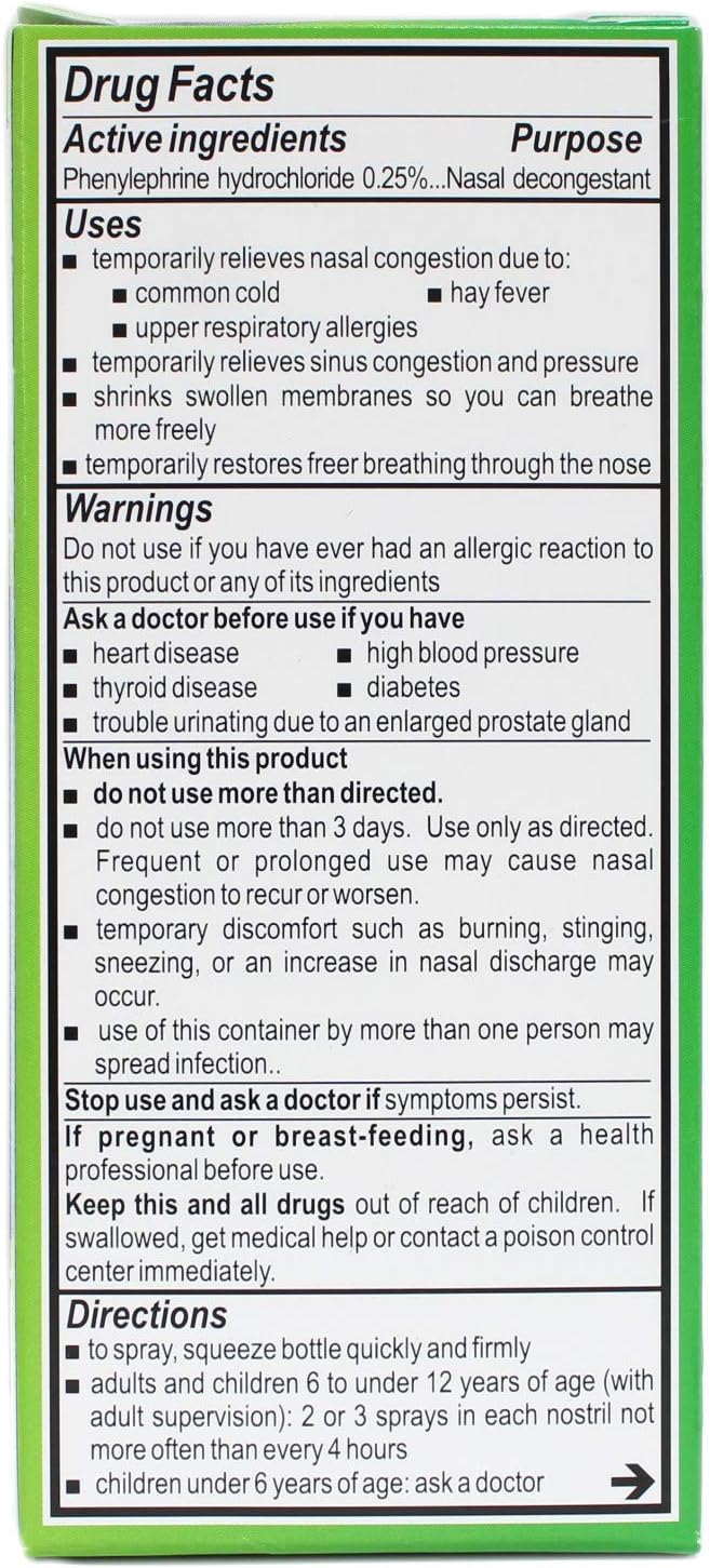 Neo-Synephrine Mild Strength Nasal Spray, Phenylephrine HCl 0.25%, 15 mL - 00225080047 - LL Medico