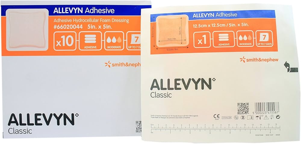 Allevyn Adhesive with Border Foam Dressing, 5 x 5 Inch
