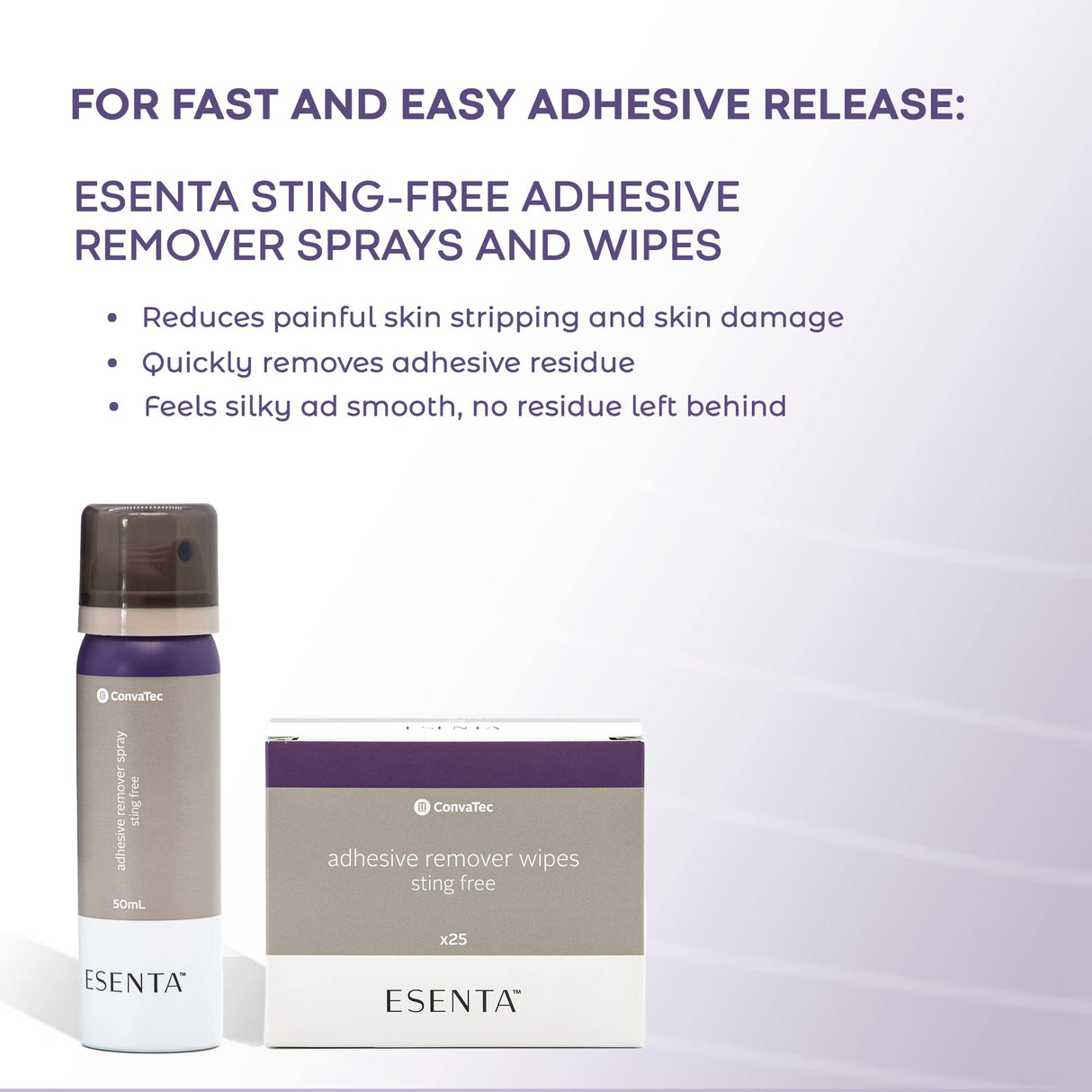 ConvaTec Esenta Sting Free Adhesive Remover Wipes, 25 per Box