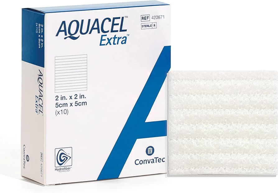 ConvaTec Aquacel Extra Gelling Fiber Wound Dressing, 2 × 2 Inch