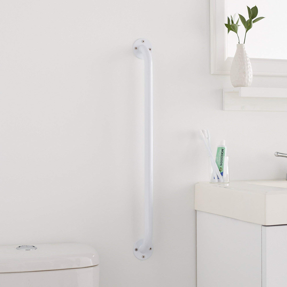 McKesson Wall Grab Bar, White Powder Coated Steel