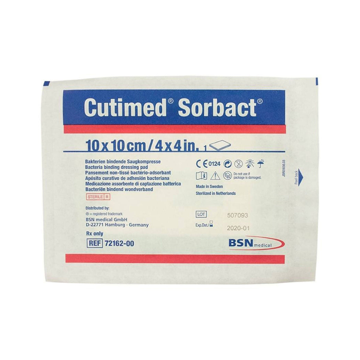 Cutimed Sorbact Antimicrobial Mesh Dressing, 4 x 4", Green, Hydropolymer / Mesh, Sterile - 7216210-Single - LL Medico