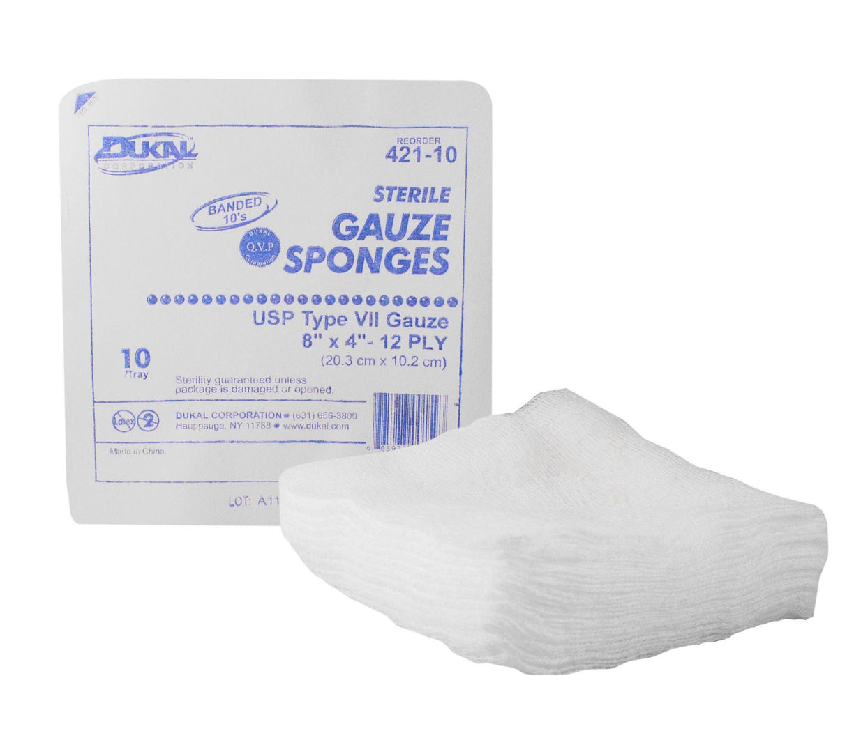 Dukal Sterile Gauze Sponge, 4 x 8 Inch, 12-Ply