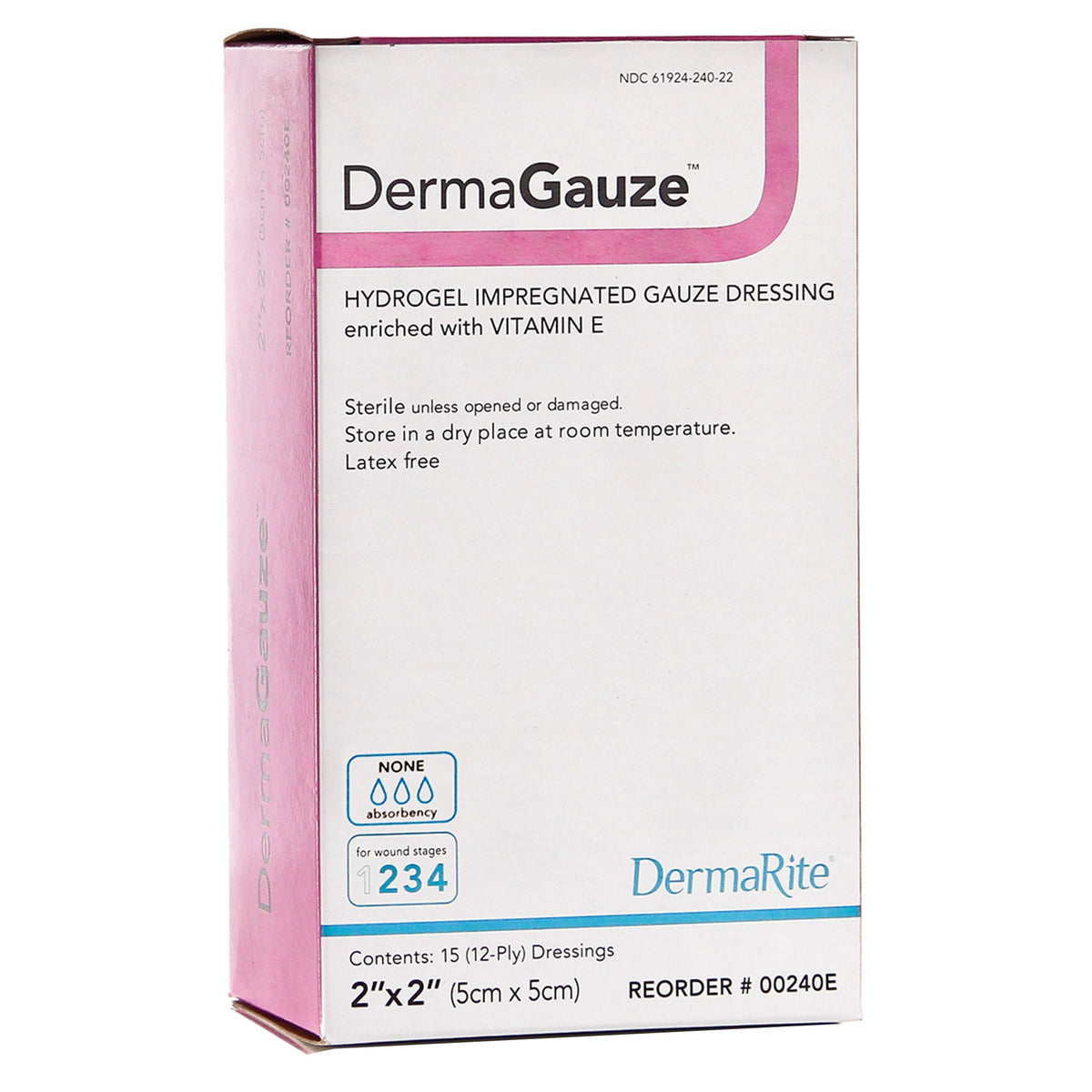 DermaRite DermaGauze Hydrogel Impregnated Gauze Dressing, Sterile - 00240E - LL Medico