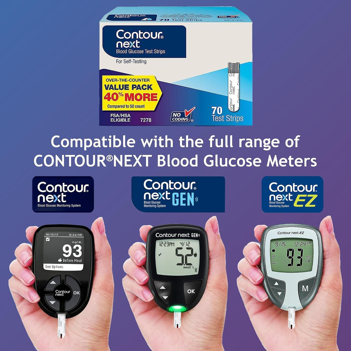 Ascensia Contour Next Blood Glucose Test Strips, 70 Count