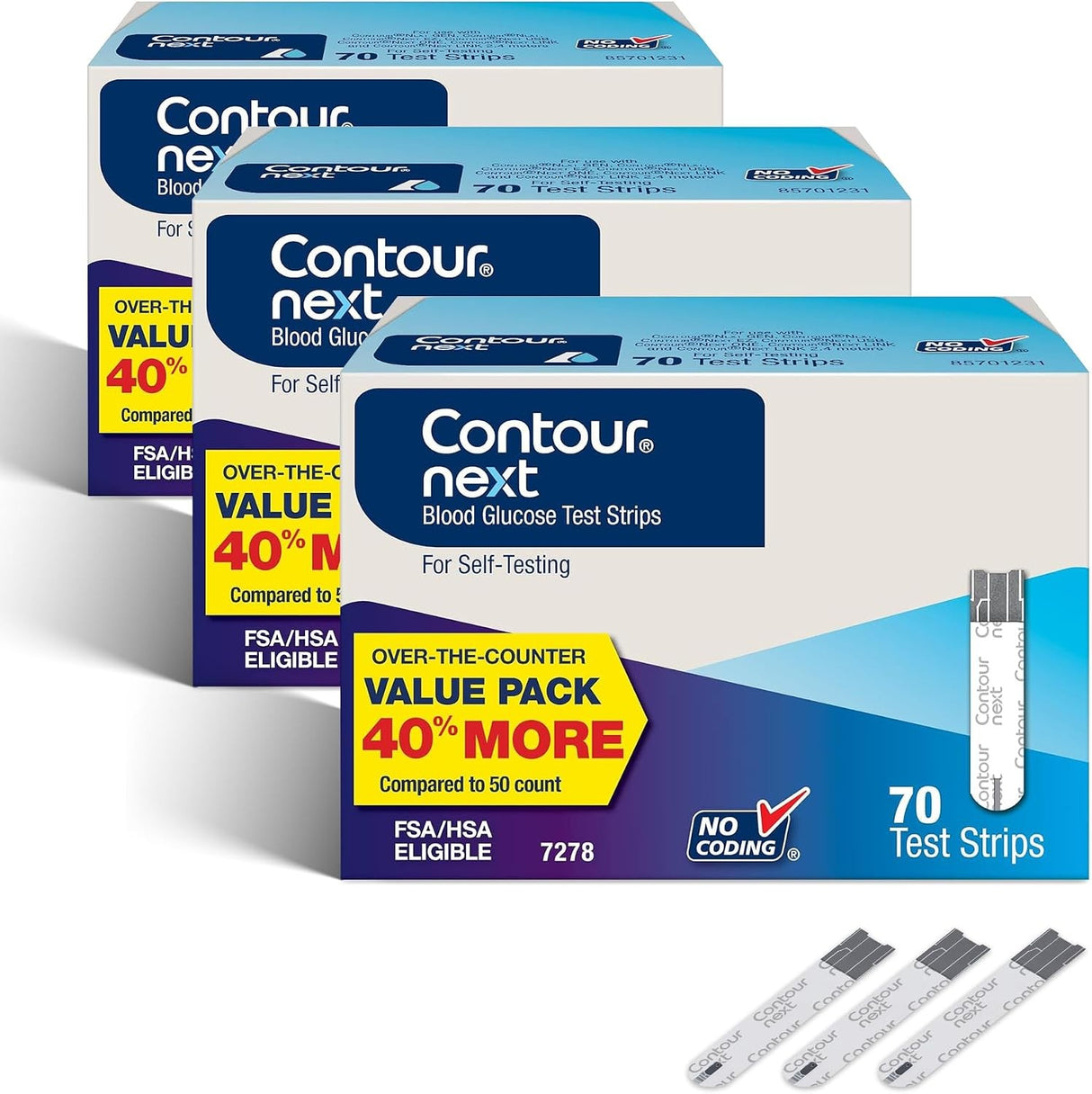 Ascensia Contour Next Blood Glucose Test Strips, 70 Count
