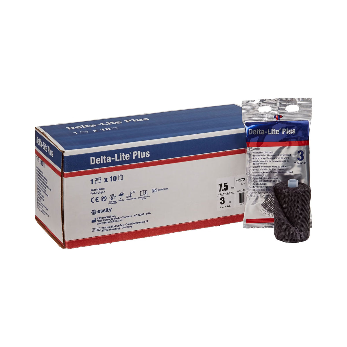 Delta-Lite Plus Cast Tape, Black, Fiberglass Resin - LL Medico