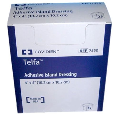 Telfa White Adhesive Dressing, 4 x 4 Inch