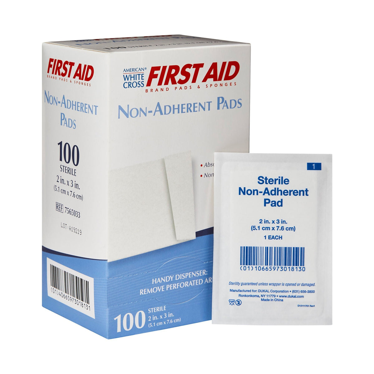 Dukal American White Cross Nonadherent Dressing, 2 x 3 Inch