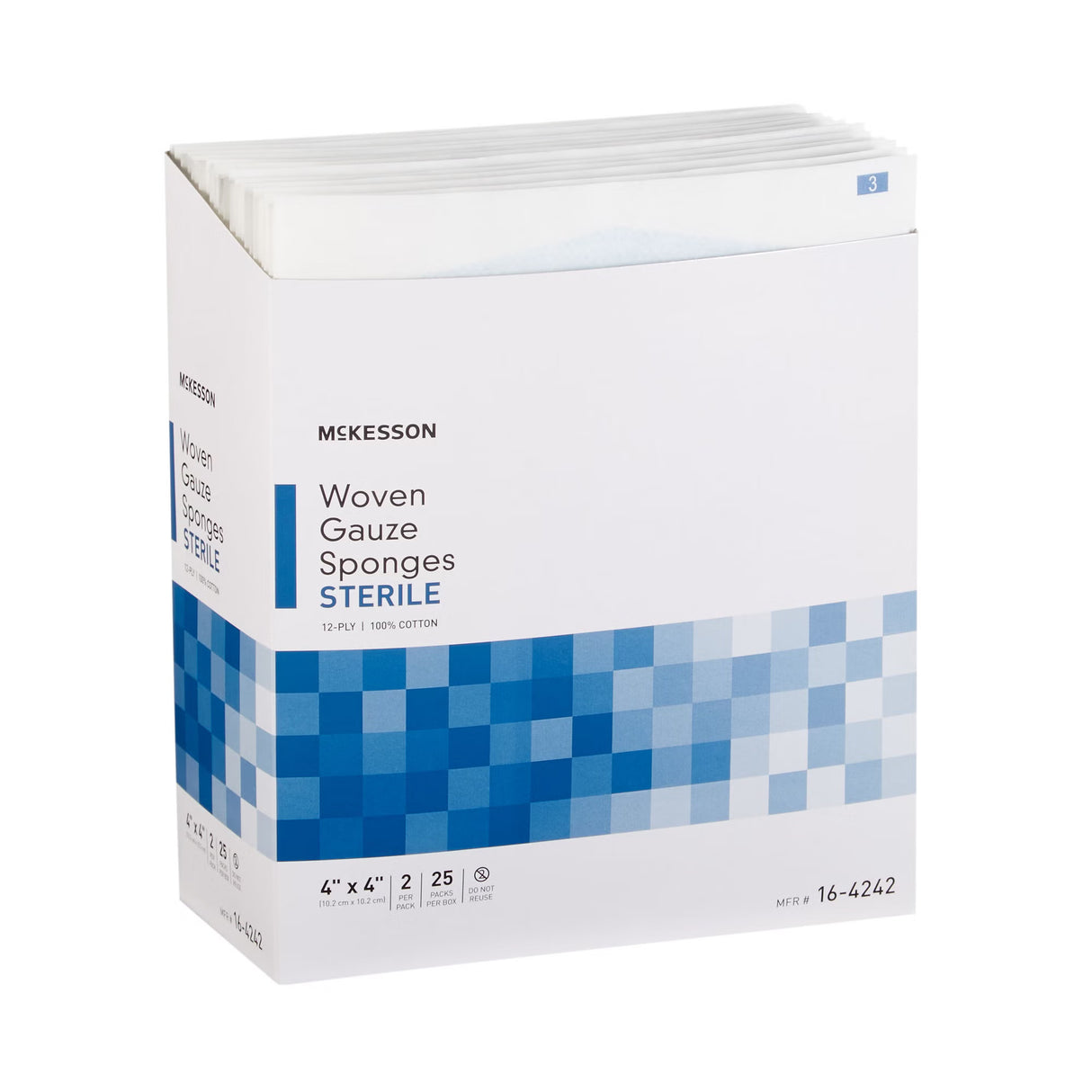McKesson Sterile Gauze Sponge, 4 x 4 Inch, 12-Ply