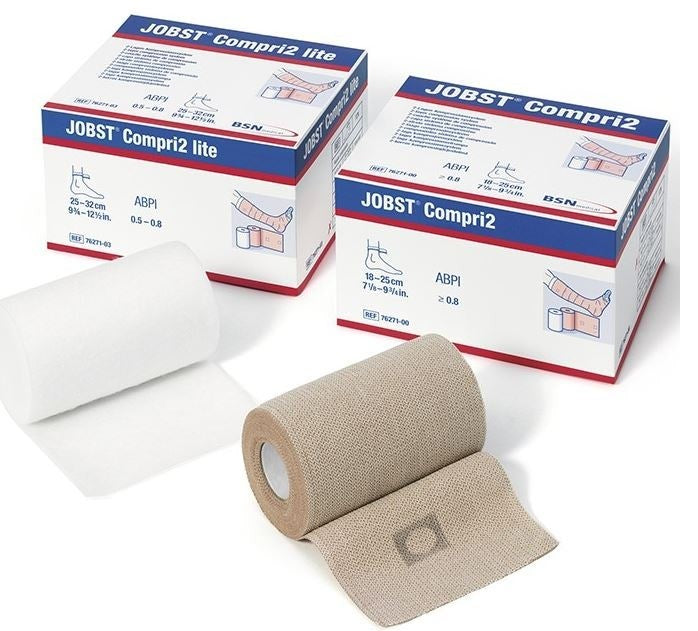 JOBST Compri2, Two-Layer Compression Bandage System, No Closure, Tan, Elastic / Nonwoven, Nonsterile, 40 mmHg, 9.75 to 12.5" Length - 7627101-Single - LL Medico