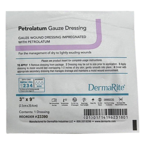 DermaRite Petrolatum Impregnated Dressing, 3 x 18 Inch