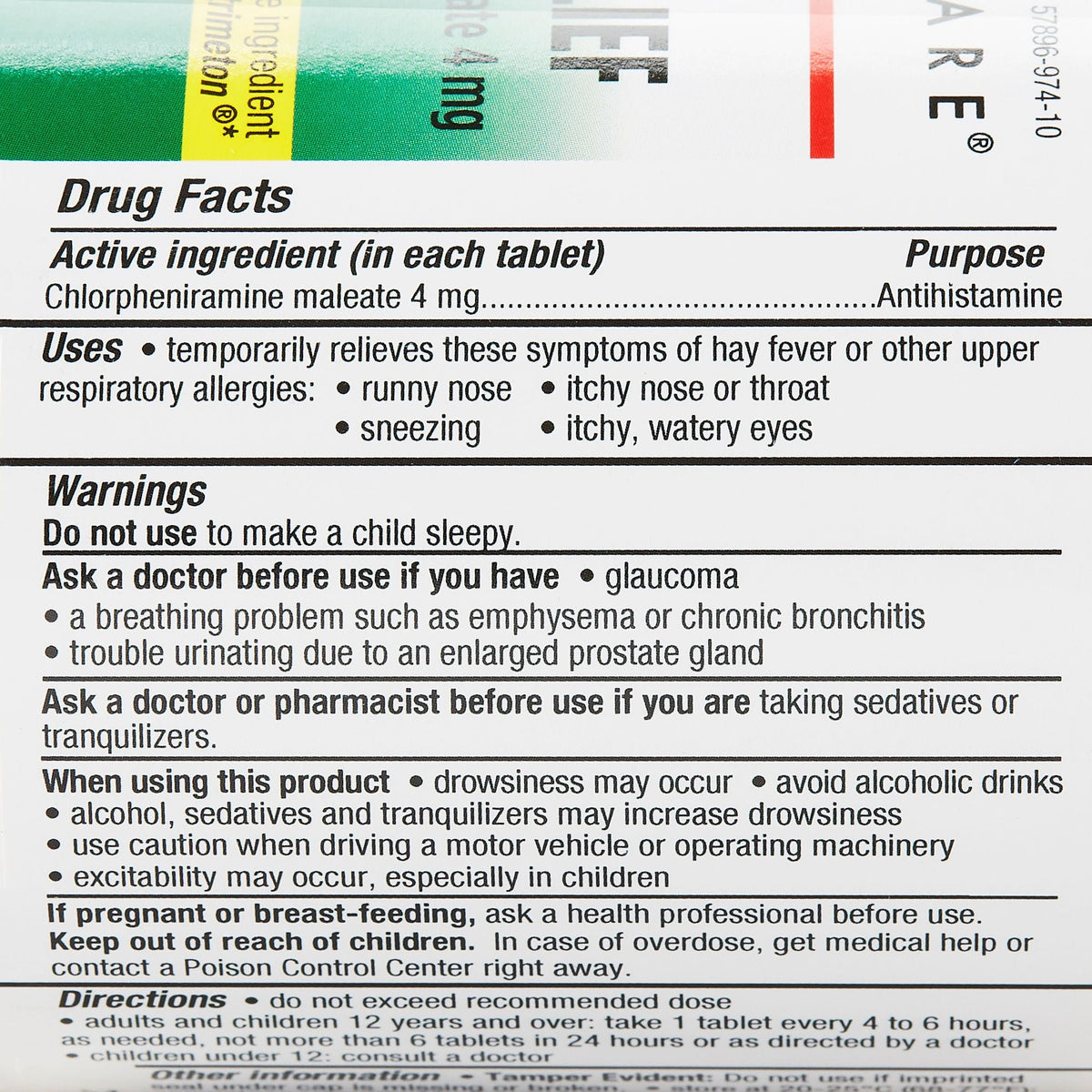 Health Star Chlorpheniramine Maleate Allergy Relief, 4 mg, Tablet - 784-10-GCP - LL Medico