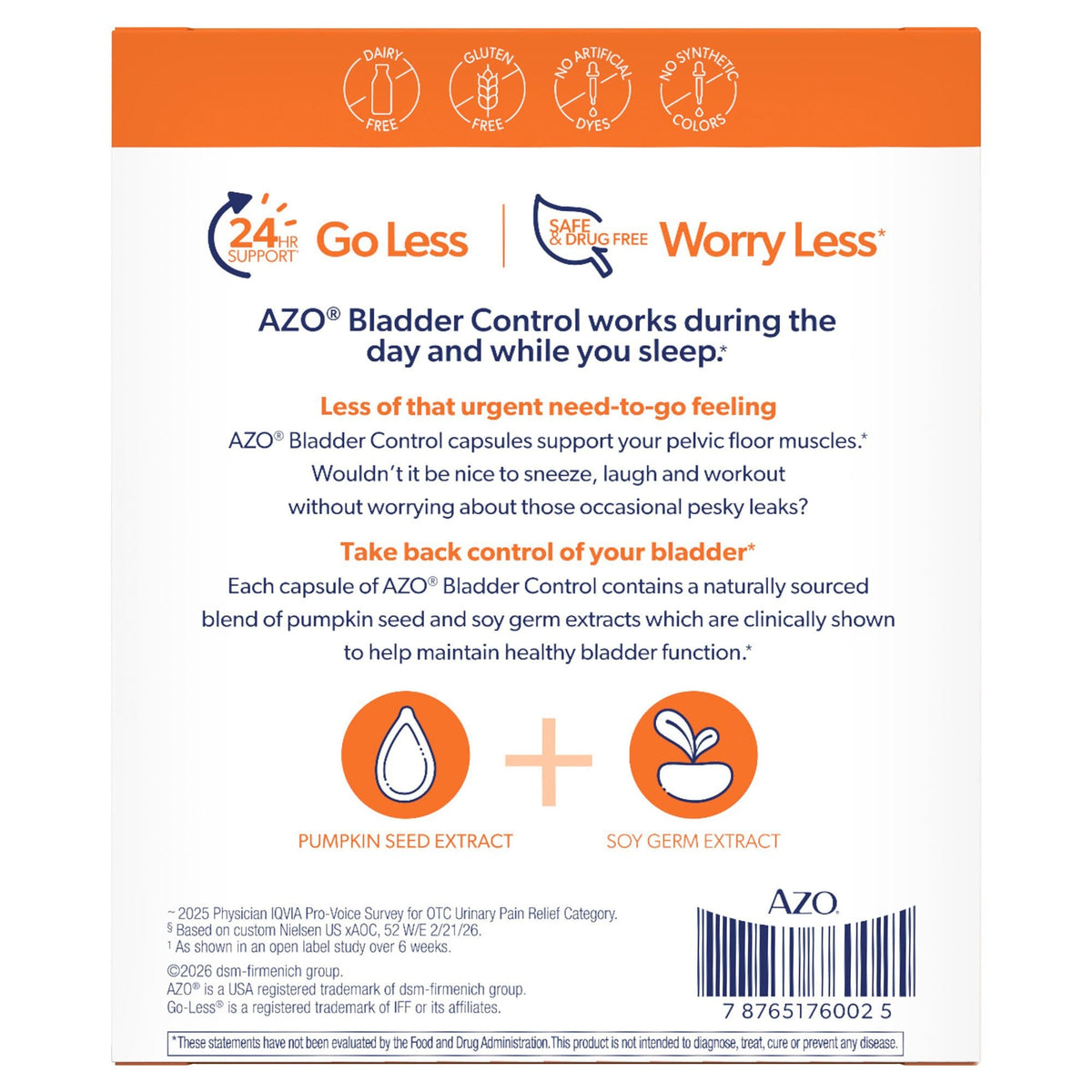 AZO Bladder Control with Go-Less Capsules, 300 mg - 787651760025 - LL Medico
