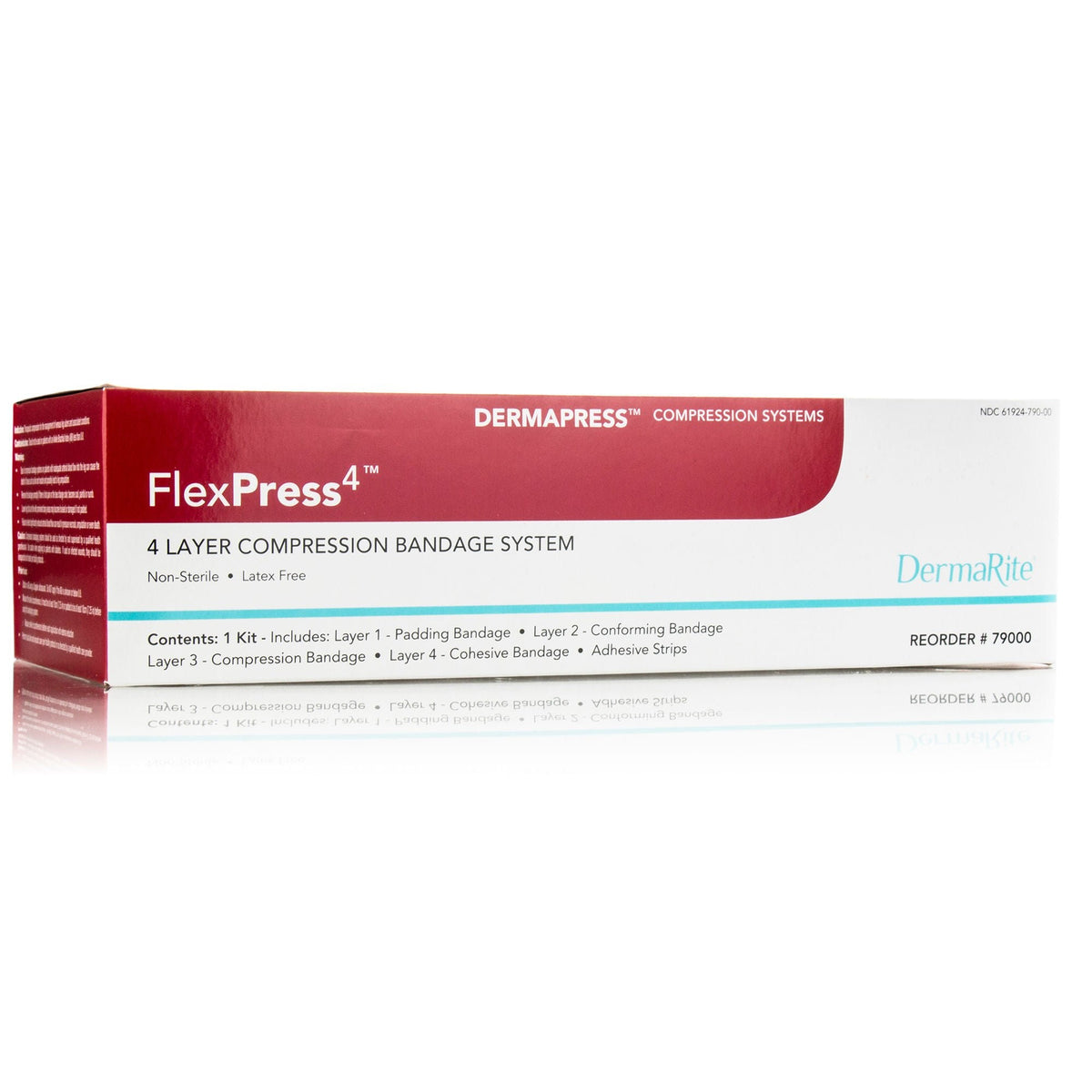 FlexPress4 4-Layer Compression Bandage System, Self-Adherent, Tape Closure, 4" Width, Elastic, Tan/White, Nonsterile - 79000-Single - LL Medico