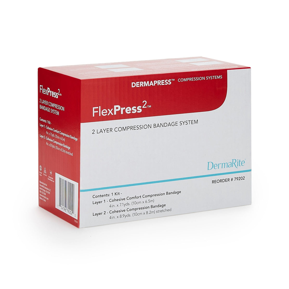 FlexPress2 2-Layer Compression Bandage System, Self-Adherent, Tan / White, Foam / Fabric, NonSterile - 79202-Single - LL Medico