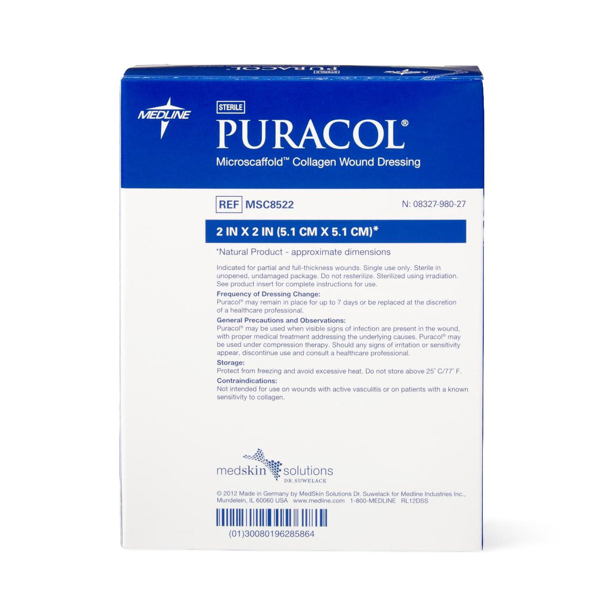 Puracol Collagen Wound Dressing, Sterile - MSC8522-Single - LL Medico