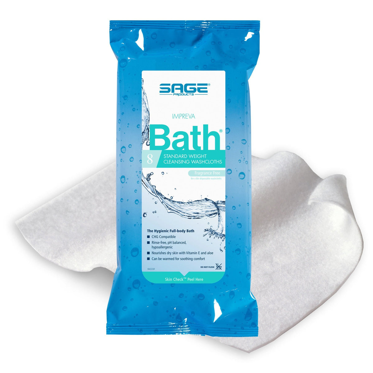 Sage Impreva Bath Cleansing Washcloths, Fragrance Free, 8 Count - 7988 - LL Medico