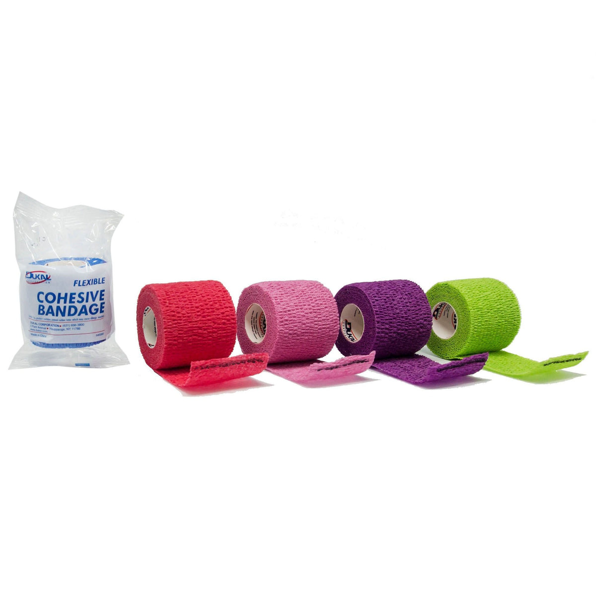 Dukal Cohesive Bandage, Self-Adherent Closure, 2" x 5 yd, Assorted Colors, Elastic, Standard Compression, NonSterile - 8025AS-Box - LL Medico