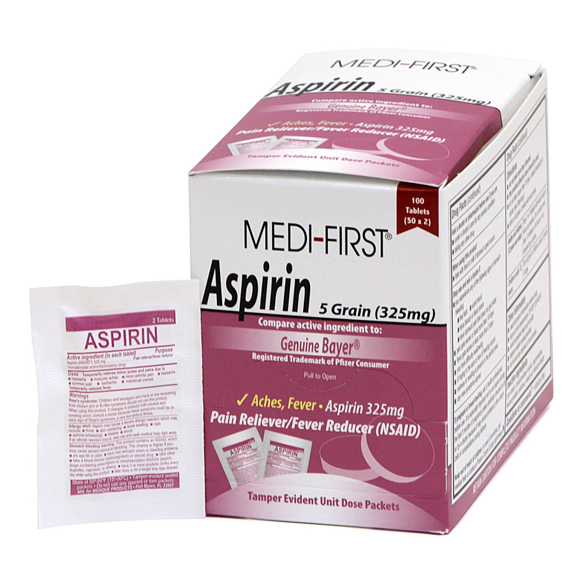 Medi-First Aspirin, 325 mg, Unit Dose Tablet - 80533 - LL Medico