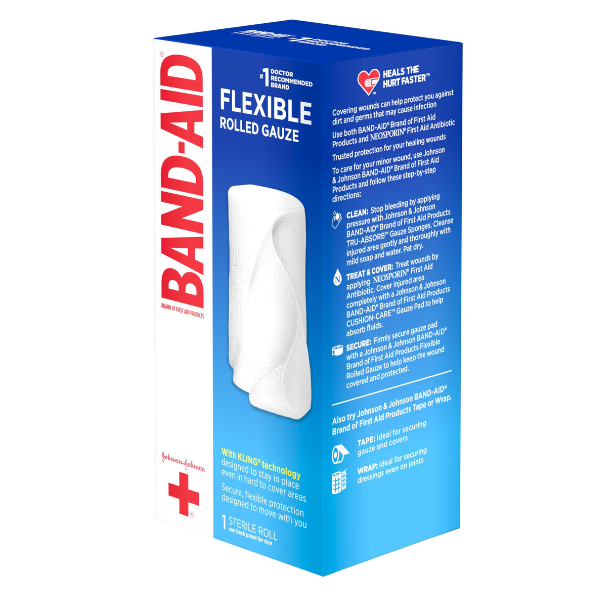 Band-Aid Small Rolled Gauze, Kling Design, Sterile, 2" x 2.5 Yard