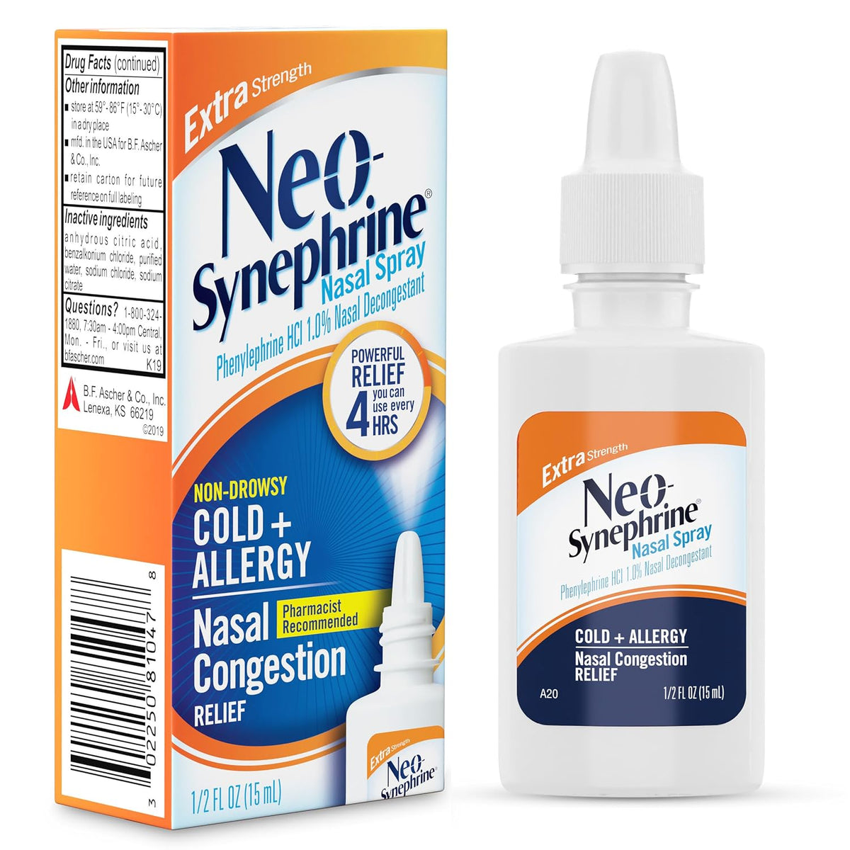 Neo-Synephrine Phenylephrine Nasal Spray, 1%, 0.5 oz - 00225081047 - LL Medico