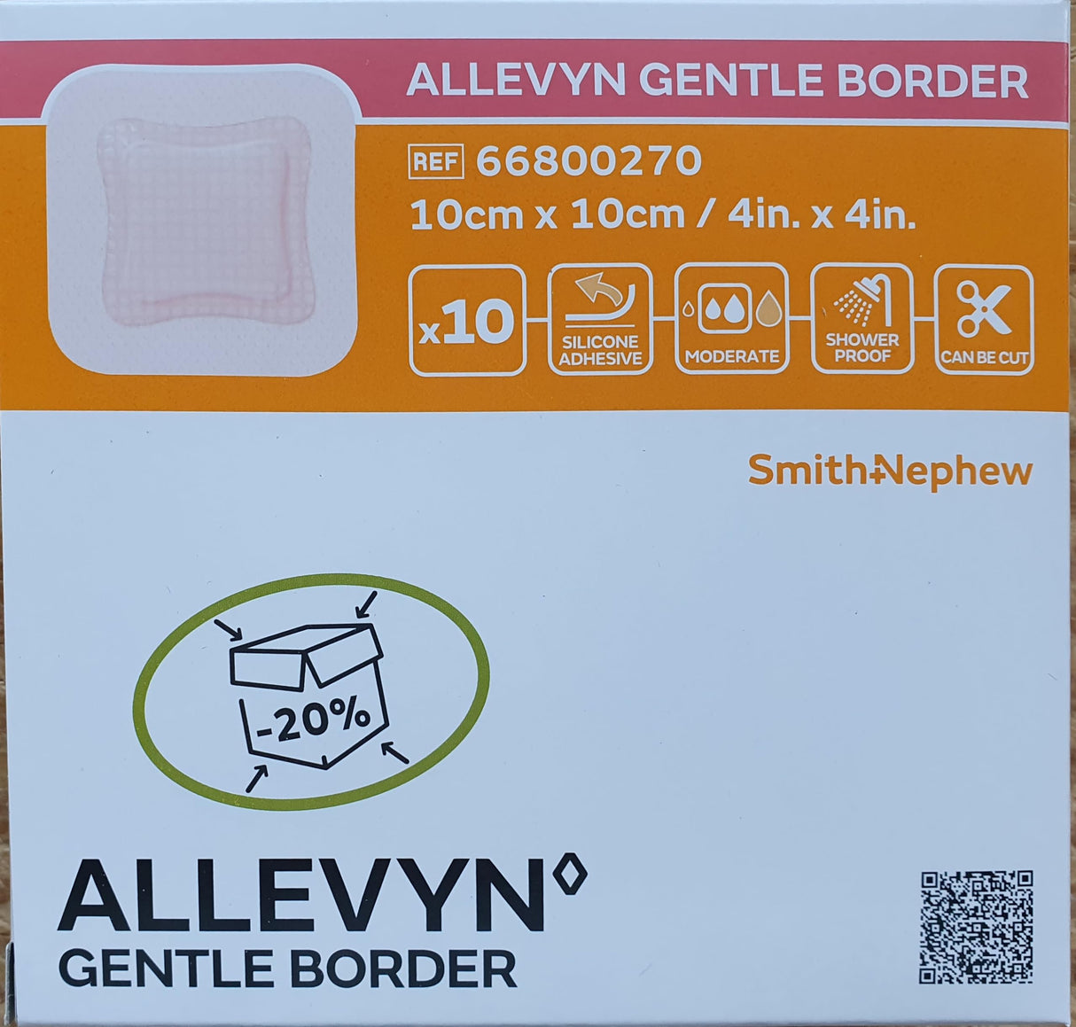 Allevyn Gentle Border Foam Dressing, 10 x 10 Centimeter