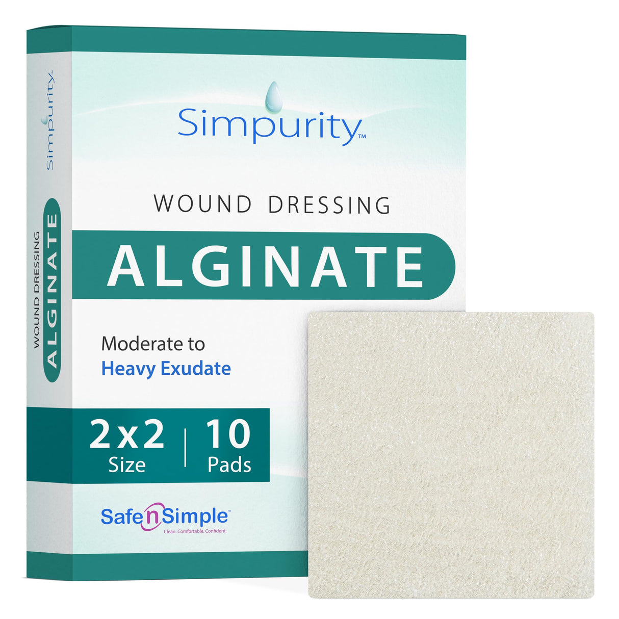 Simpurity Calcium Alginate Wound Dressing, Sterile, 2" x 2"
