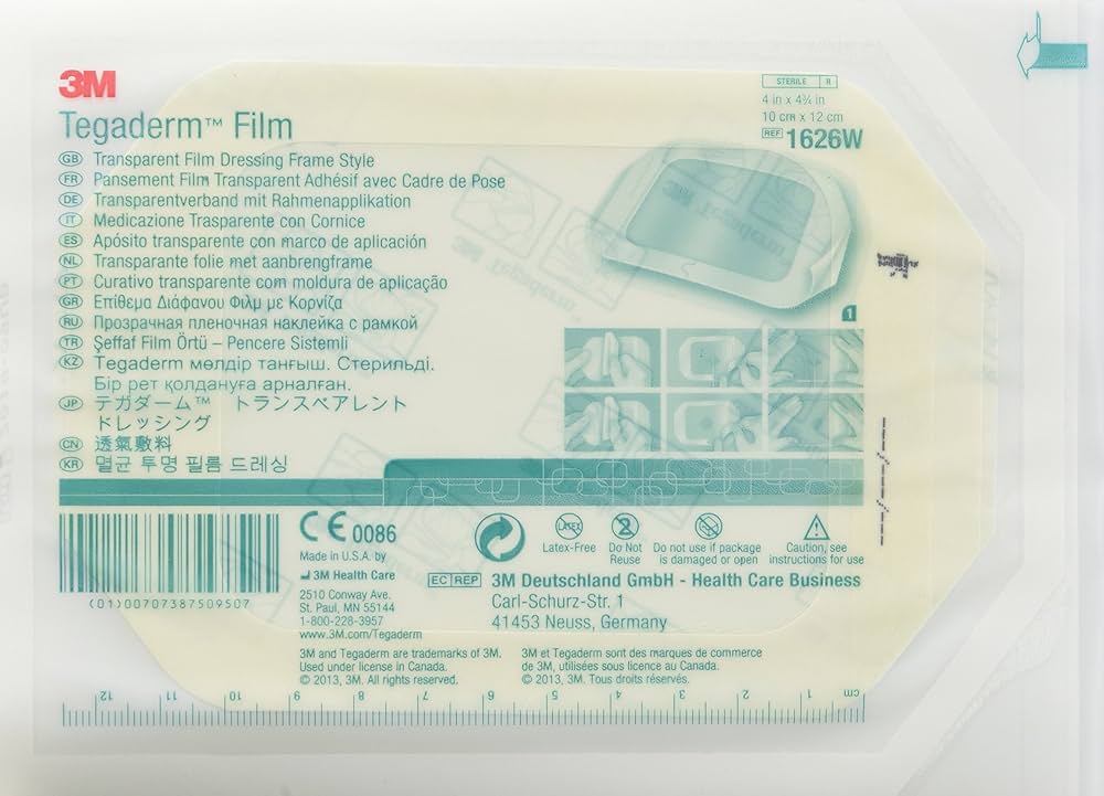 3M Tegaderm Transparent Film Dressing, 4 x 4-3/4 Inch