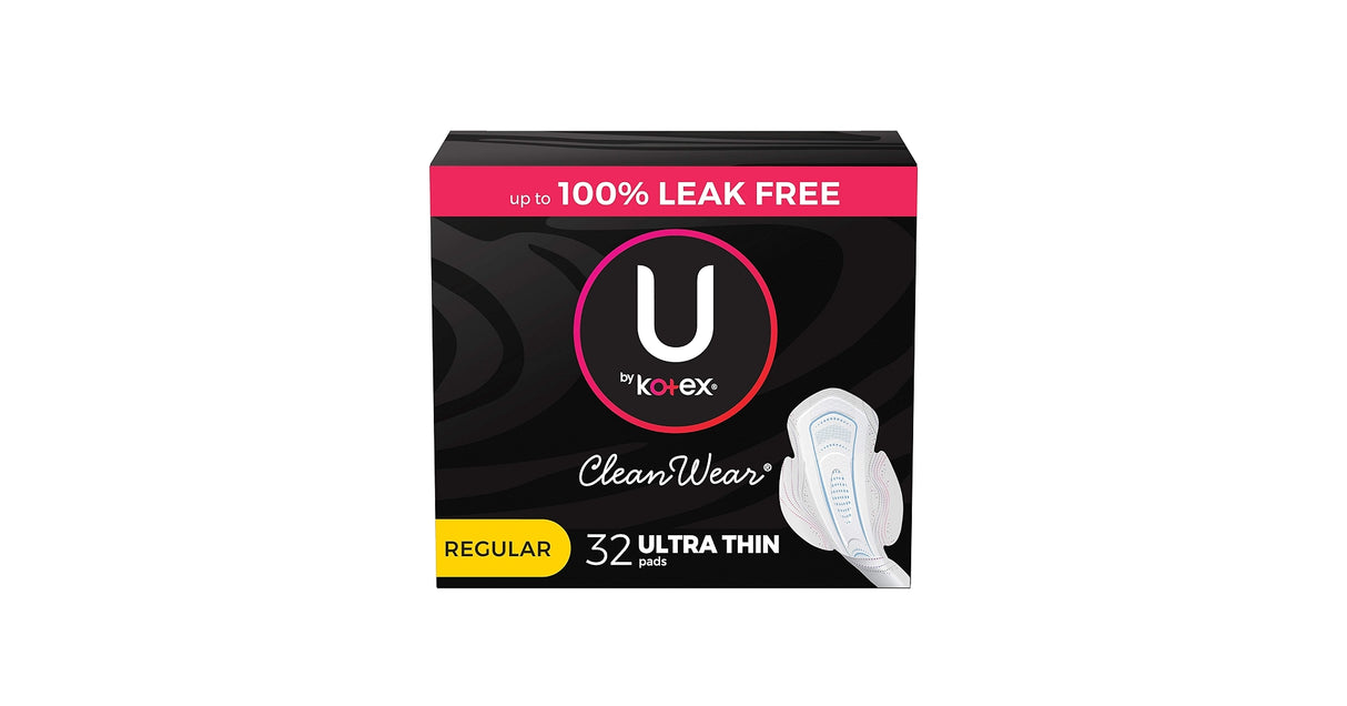 U by Kotex CleanWear Ultra Thin Pads with Wings, Regular Absorbency, Unscented