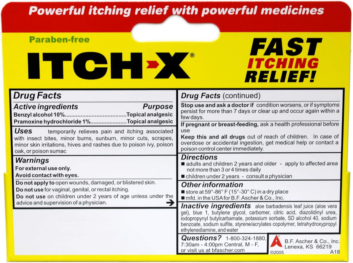 Itch-X Anti-Itch Gel, Benzyl Alcohol 10% / Pramoxine 1%, 1.25 oz Tube - 00225049533 - LL Medico