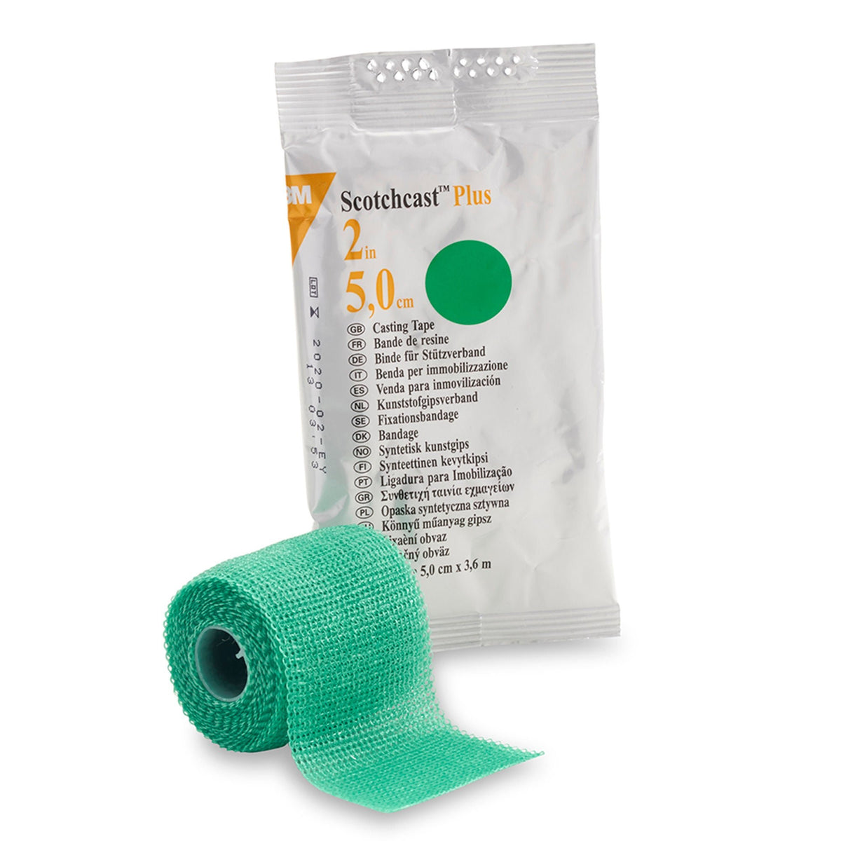 3M Scotchcast Plus Casting Tape, 2" x 12', Fiberglass / Resin, Green - 82002G-Single - LL Medico
